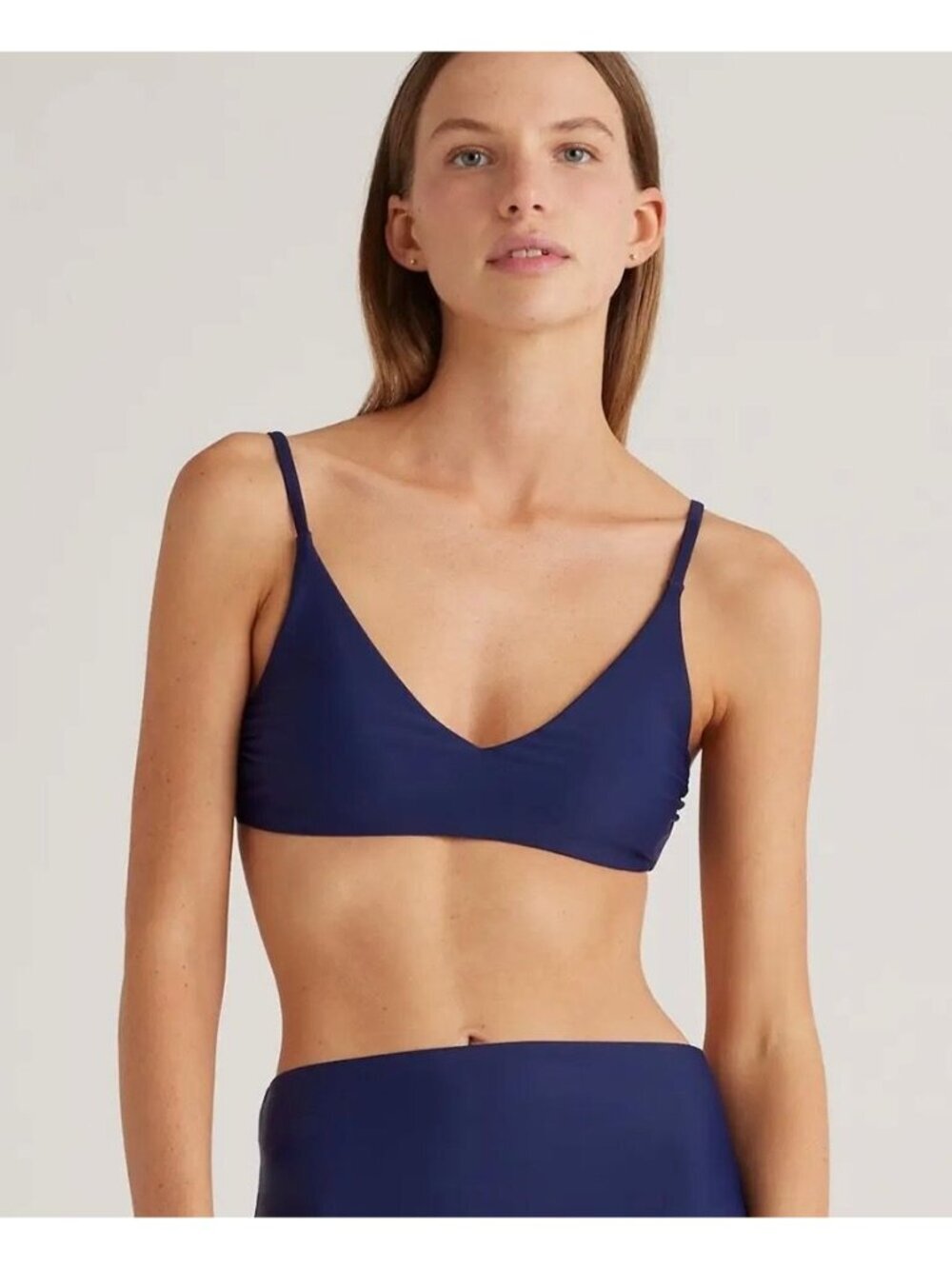 NWT Quince Italian V-Neck Bikini Top in Deep Navy - Size: Medium